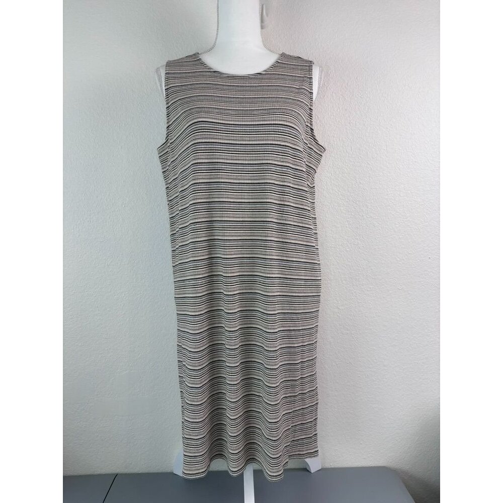 J.Jill women's medium brown striped ribbed tunic mini dress lagenlook stretch